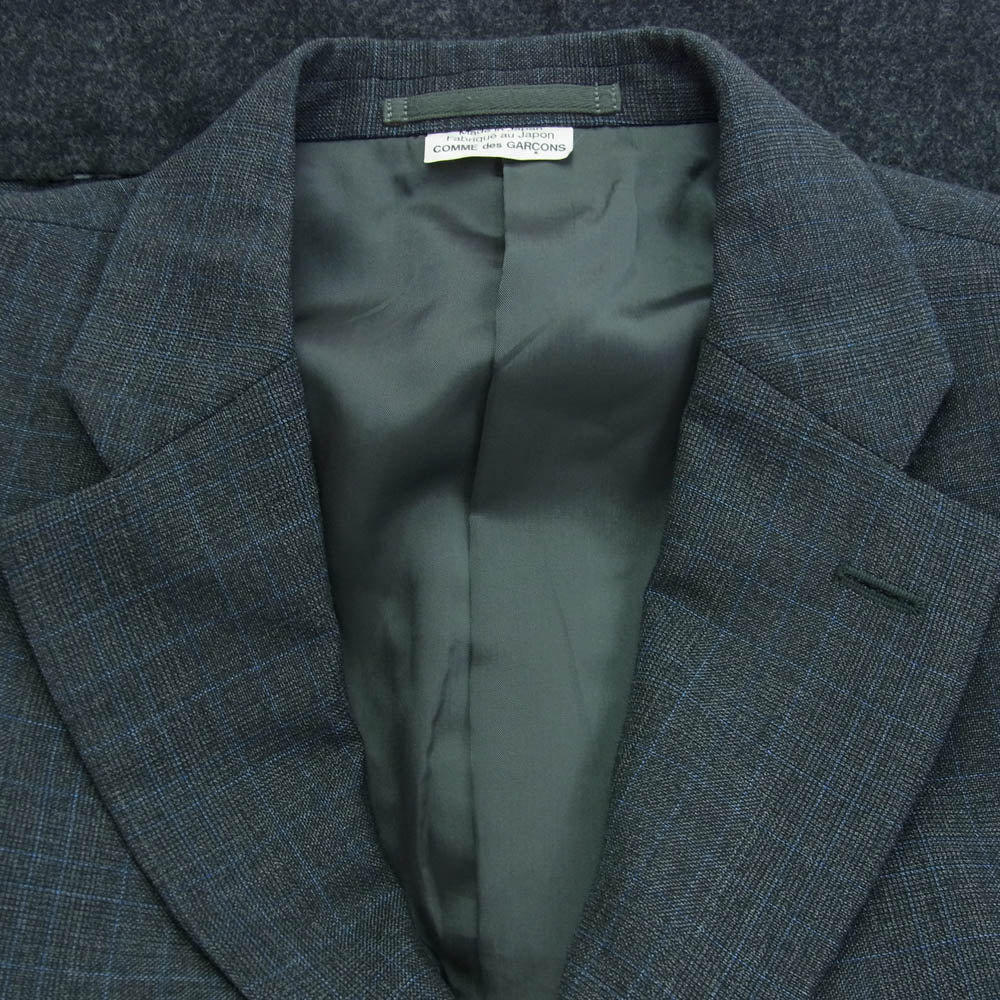 COMME des GARCONS HOMME DEUX コムデギャルソンオムドゥ 19AW DD-J028 ウール ドッキング チェック テーラードジャケット グレー系 XS【美品】【中古】