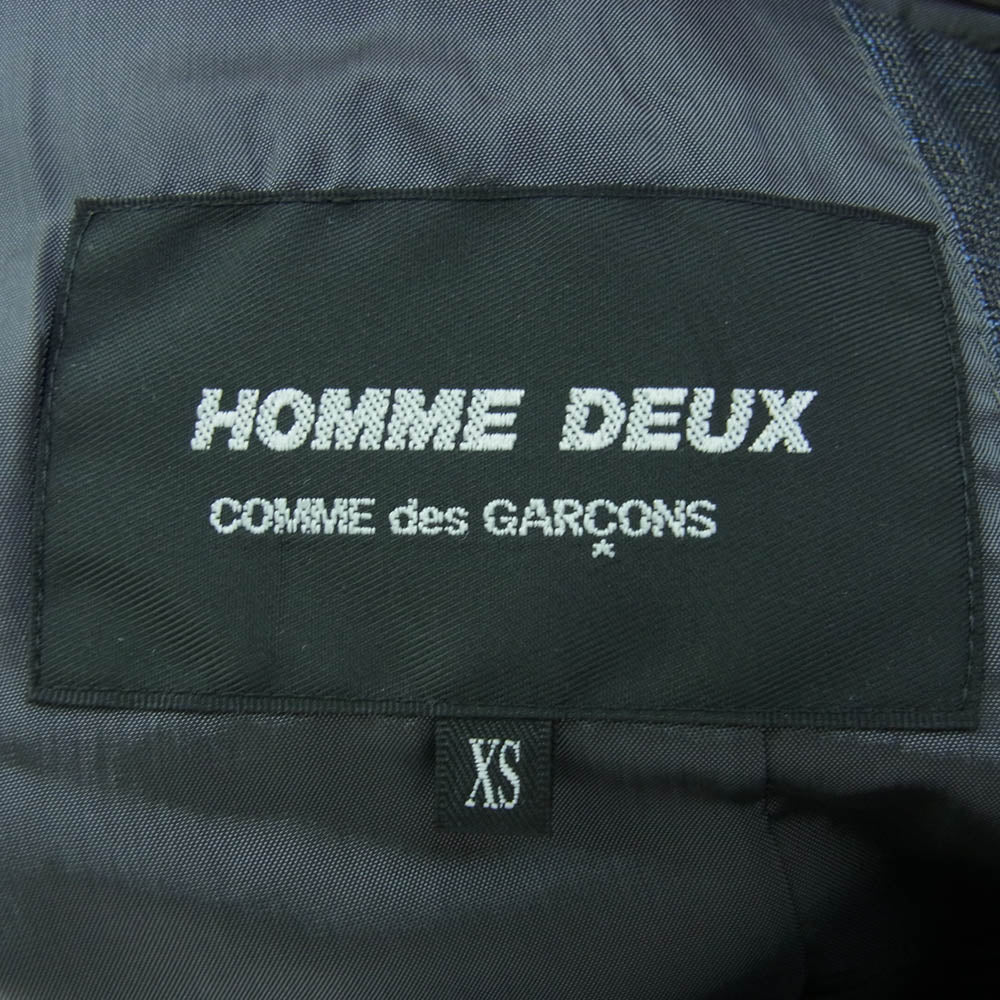 COMME des GARCONS HOMME DEUX コムデギャルソンオムドゥ 19AW DD-J028 ウール ドッキング チェック テーラードジャケット グレー系 XS【美品】【中古】