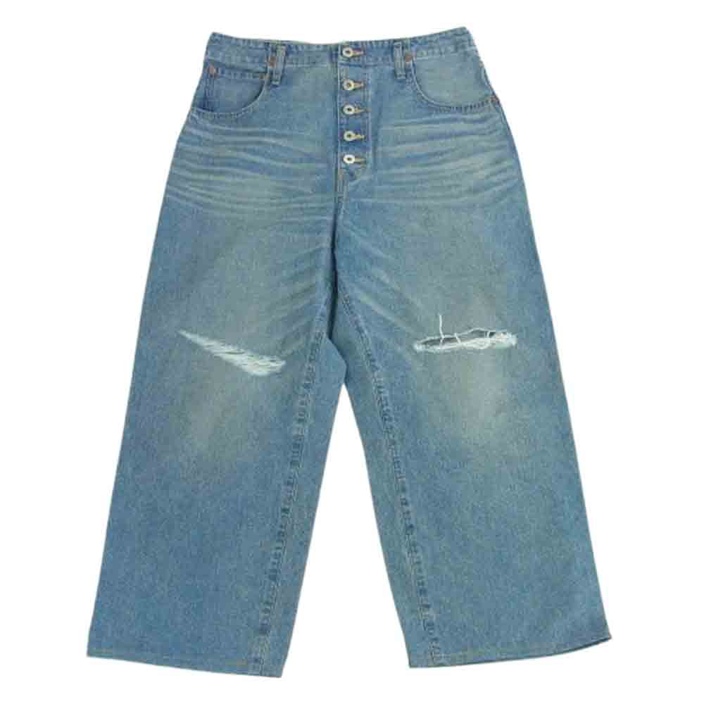 JUNYA WATANABE COMME des GARCONS MAN ジュンヤワタナベコムデギャルソンマン 24AW WN-P019 DAMAGED DENIM ボタンフライ ダメージ加工 デニムパンツ インディゴブルー系 S【中古】