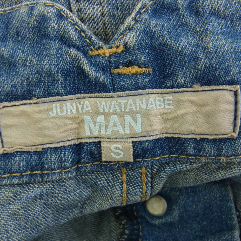 JUNYA WATANABE COMME des GARCONS MAN ジュンヤワタナベコムデギャルソンマン 24AW WN-P019 DAMAGED DENIM ボタンフライ ダメージ加工 デニムパンツ インディゴブルー系 S【中古】