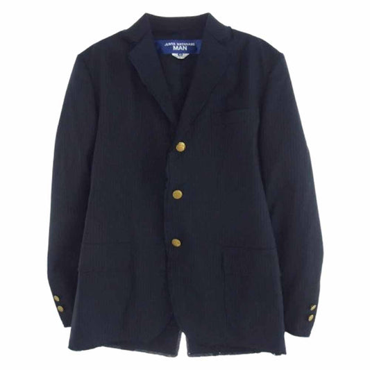 JUNYA WATANABE COMME des GARCONS MAN ジュンヤワタナベコムデギャルソンマン 22SS WI-J019 ウール エステル ストライプ リネンクロス テーラードジャケット ネイビー系 XS【中古】
