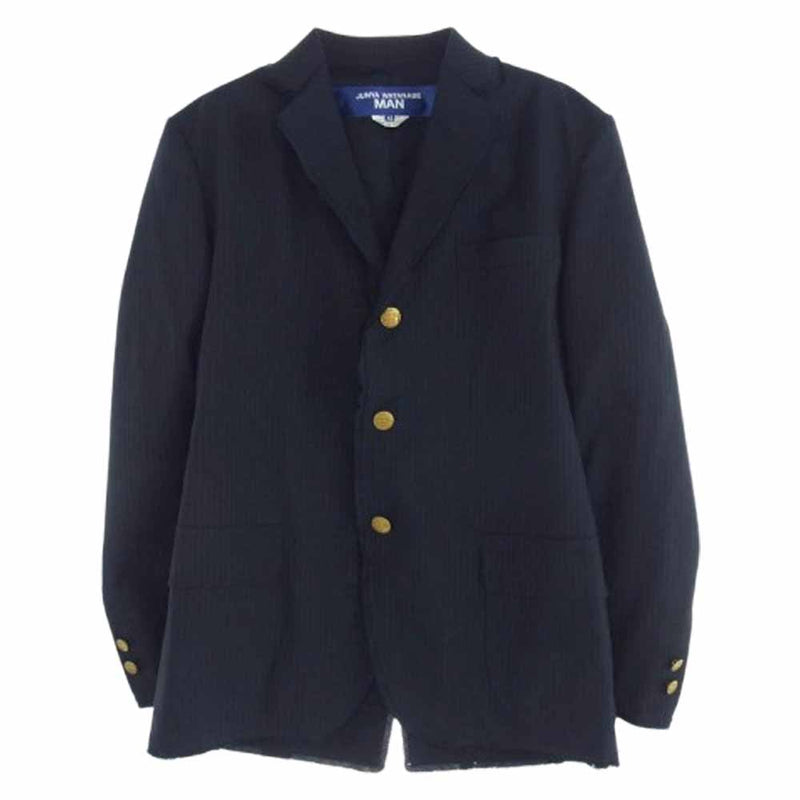 JUNYA WATANABE COMME des GARCONS MAN ジュンヤワタナベコムデギャルソンマン 22SS WI-J019 ウール エステル ストライプ リネンクロス テーラードジャケット ネイビー系 XS【中古】