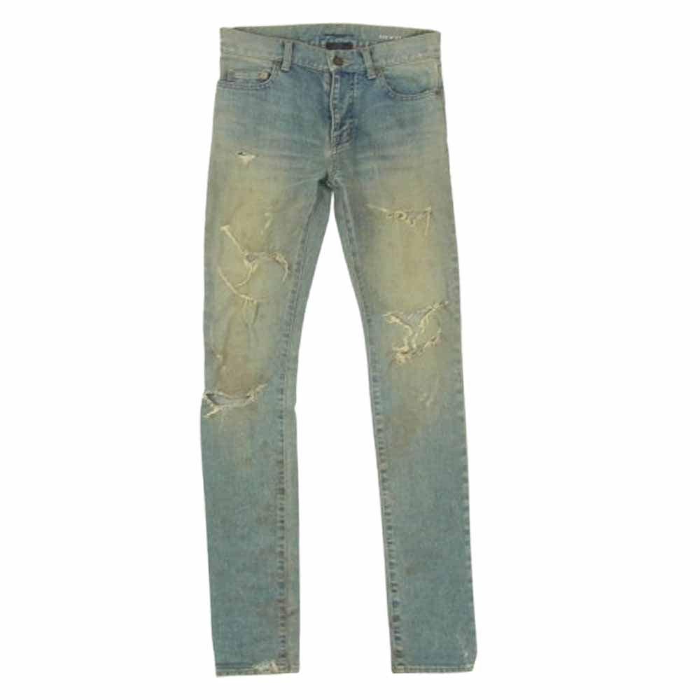 SAINT LAURENT サンローラン 391659 Y847M エディ期 Destroyed Skinny Jeans デストロイ ダメージ デニム スキニー パンツ インディゴブルー系 27【中古】