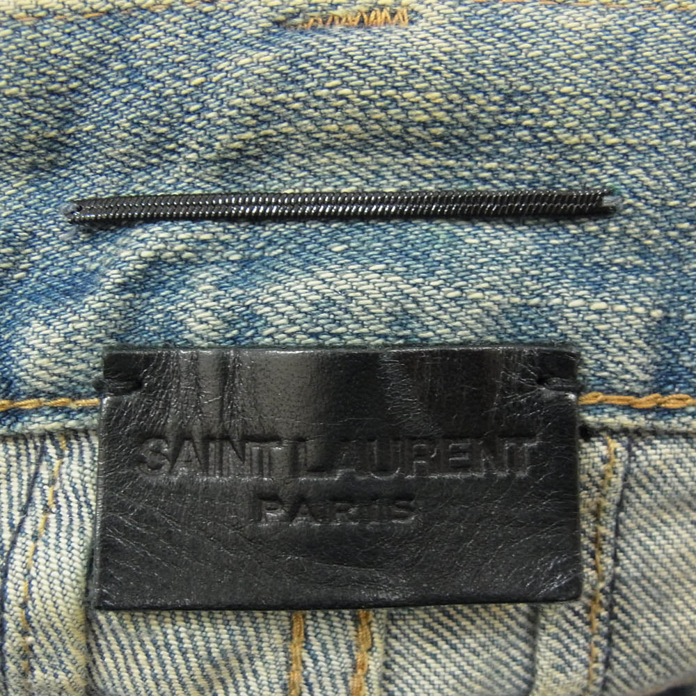 SAINT LAURENT サンローラン 391659 Y847M エディ期 Destroyed Skinny Jeans デストロイ ダメージ デニム スキニー パンツ インディゴブルー系 27【中古】