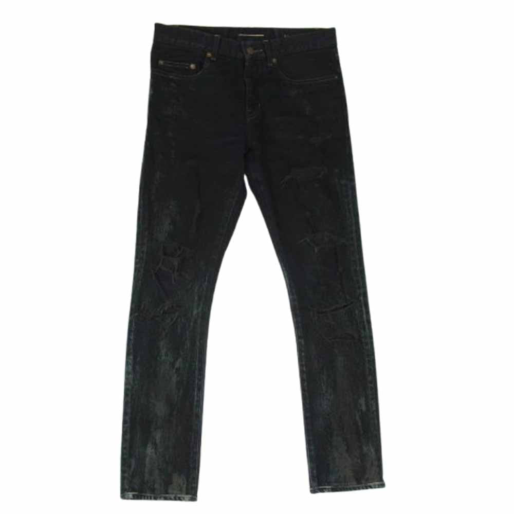 SAINT LAURENT サンローラン 357814 Y879F エディ期 Destroyed Skinny Jeans デストロイ ダメージ スキニー デニム スキニー パンツ ブラック系 28【中古】
