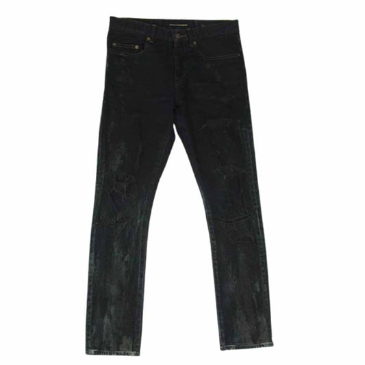SAINT LAURENT サンローラン 357814 Y879F エディ期 Destroyed Skinny Jeans デストロイ ダメージ スキニー デニム スキニー パンツ ブラック系 28【中古】