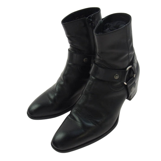 SAINT LAURENT サンローラン 442250 Classic Wyatt Harness Ring Boot レザー クラシック ワイアット ハーネス リング ブーツ ブラック系 40.5【中古】