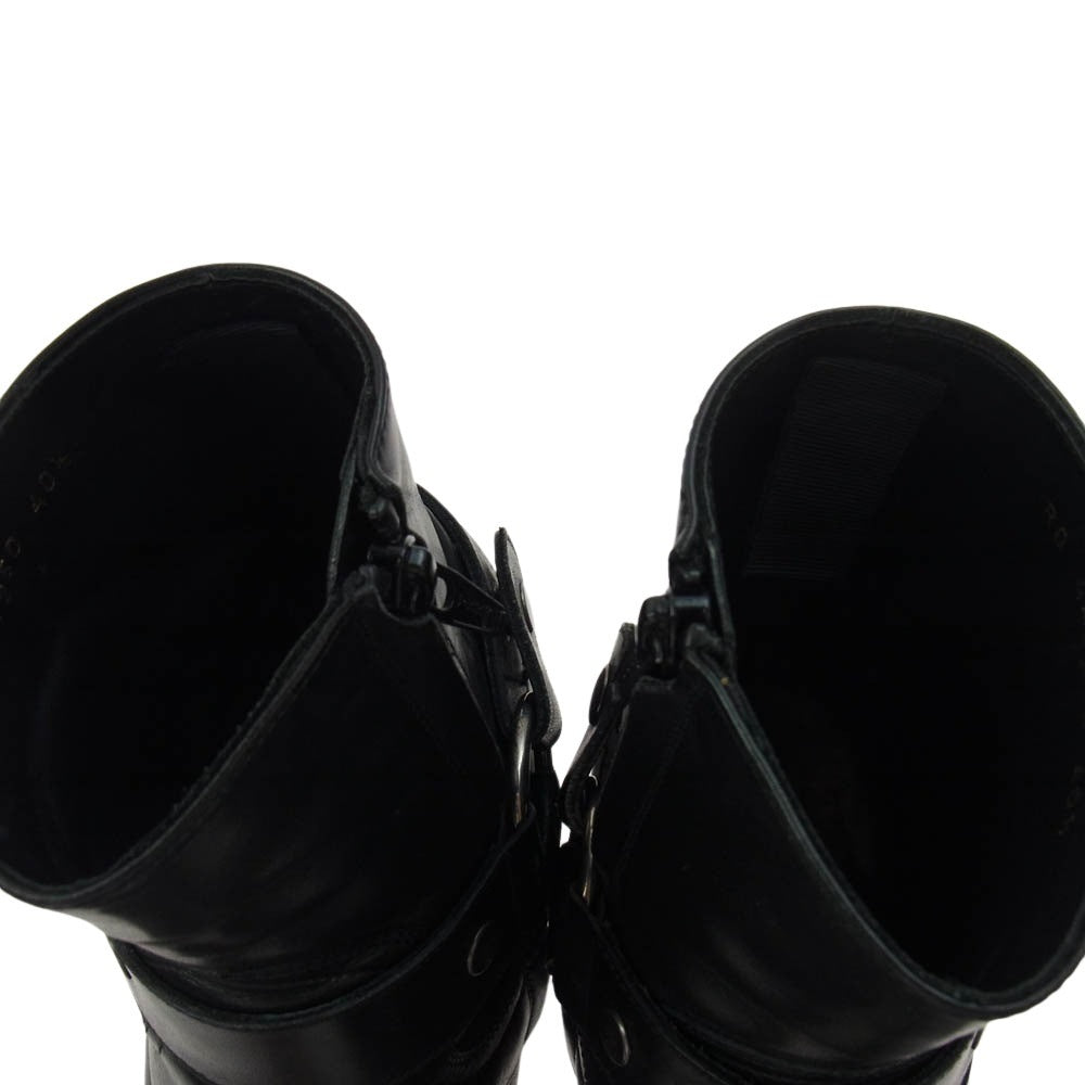 SAINT LAURENT サンローラン 442250 Classic Wyatt Harness Ring Boot レザー クラシック ワイアット ハーネス リング ブーツ ブラック系 40.5【中古】