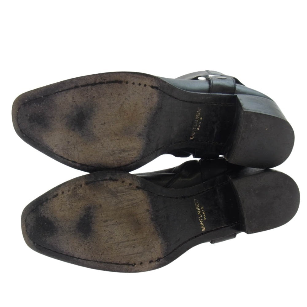 SAINT LAURENT サンローラン 442250 Classic Wyatt Harness Ring Boot レザー クラシック ワイアット ハーネス リング ブーツ ブラック系 40.5【中古】