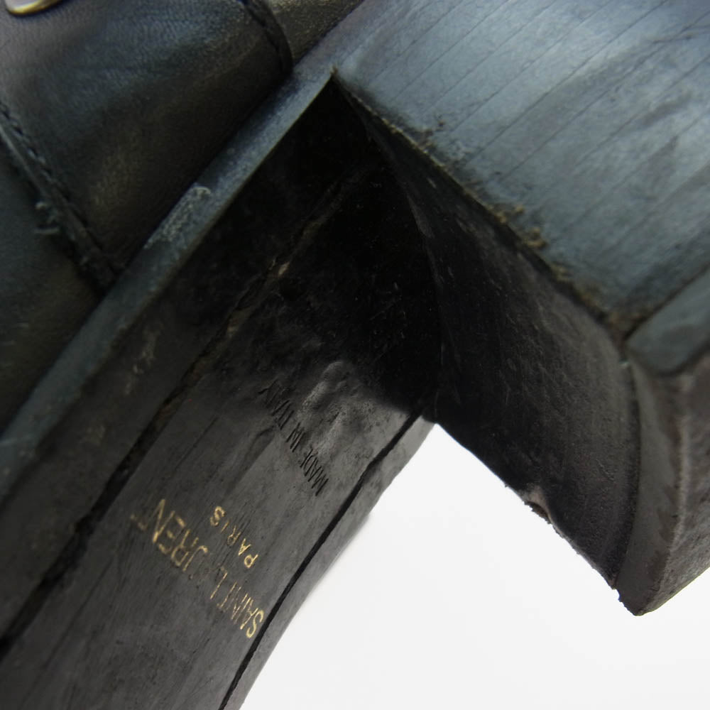 SAINT LAURENT サンローラン 442250 Classic Wyatt Harness Ring Boot レザー クラシック ワイアット ハーネス リング ブーツ ブラック系 40.5【中古】