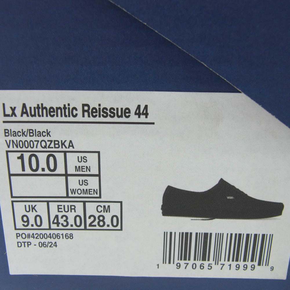 VANS バンズ VN0007QZBKA Authentic Reissue 44 Triple Black オーセンティック リシュー ローカット スニーカー ブラック系 28cm【美品】【中古】