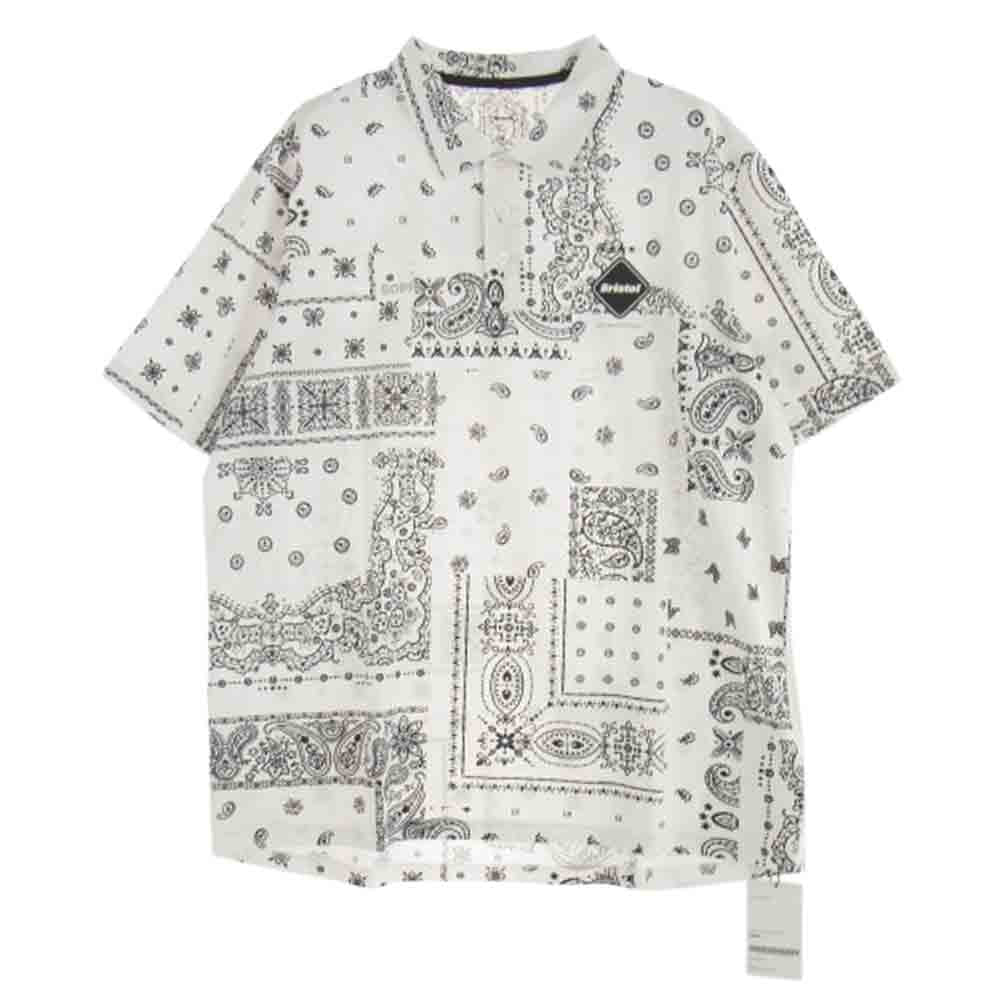 F.C.R.B. エフシーアールビー 23SS FCRB-230137 WHOLE PATTERN S/S POLO バンダナ柄 半袖 ポロシャツ ホワイト系 XL【新古品】【未使用】【中古】