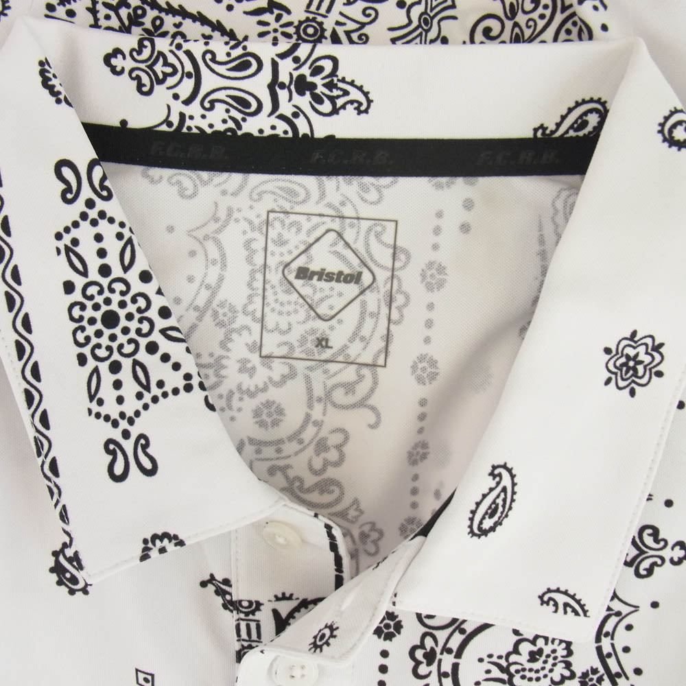 F.C.R.B. エフシーアールビー 23SS FCRB-230137 WHOLE PATTERN S/S POLO バンダナ柄 半袖 ポロシャツ ホワイト系 XL【新古品】【未使用】【中古】