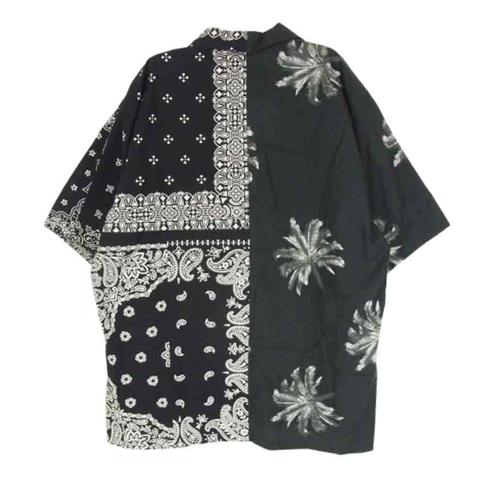WIND AND SEA ウィンダンシー 24SS WDS-C-MYGH-24-Q3 × MIYAGIHIDETAKAミヤギ ヒデタカ SHORT-SLEEVE SHIRT 開襟 オープンカラー バンダナ アロハ 半袖 シャツ ブラック系 XL【極上美品】【中古】