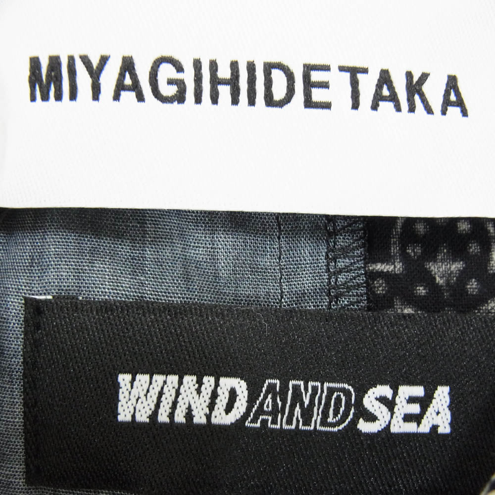WIND AND SEA ウィンダンシー 24SS WDS-C-MYGH-24-Q3 × MIYAGIHIDETAKAミヤギ ヒデタカ SHORT-SLEEVE SHIRT 開襟 オープンカラー バンダナ アロハ 半袖 シャツ ブラック系 XL【極上美品】【中古】