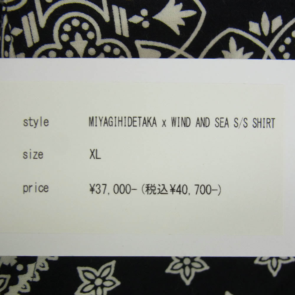 WIND AND SEA ウィンダンシー 24SS WDS-C-MYGH-24-Q3 × MIYAGIHIDETAKAミヤギ ヒデタカ SHORT-SLEEVE SHIRT 開襟 オープンカラー バンダナ アロハ 半袖 シャツ ブラック系 XL【極上美品】【中古】