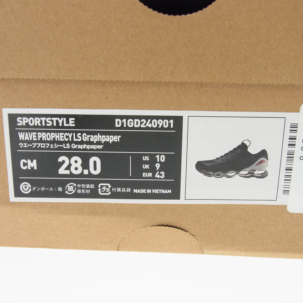 GRAPHPAPER グラフペーパー D1GD240901 MIZUNO ミズノ WAVE PROPHECY LS ウェーブプロフェシー ローカット スニーカー ブラック系 28cm【美品】【中古】