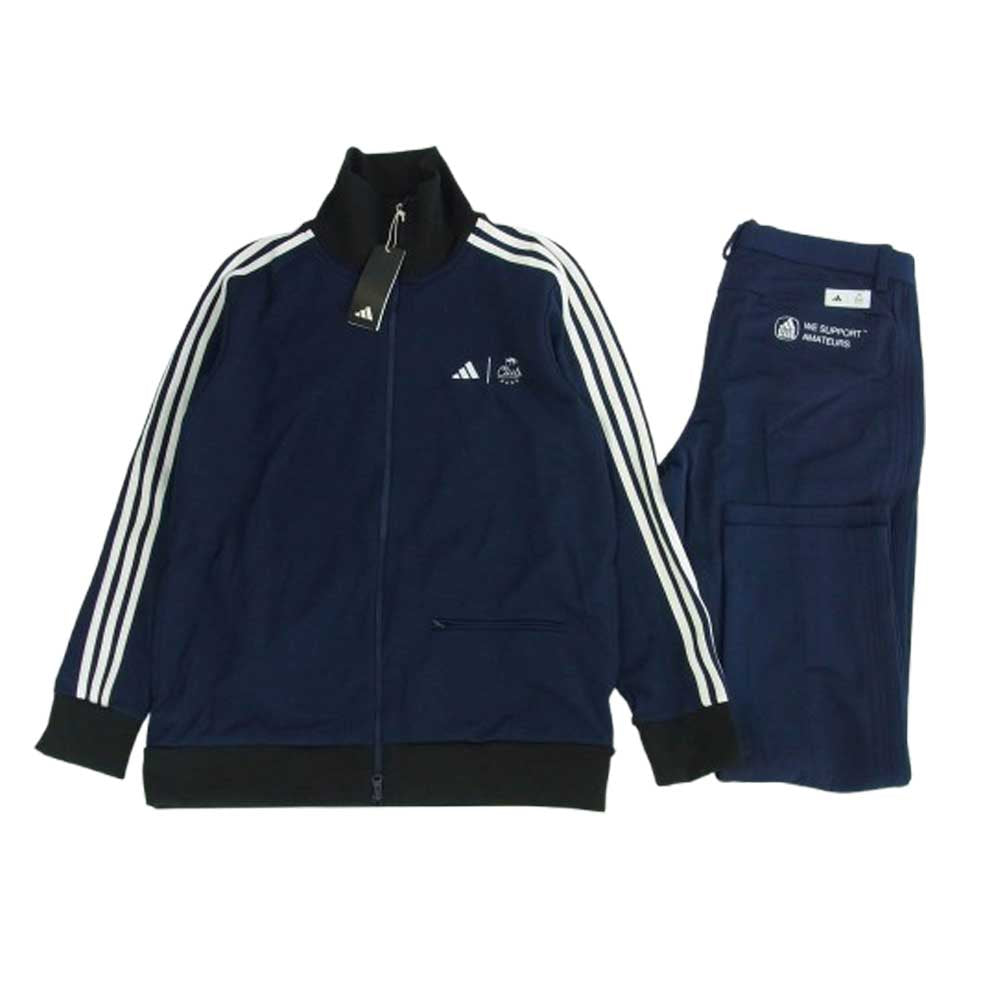 adidas アディダス IT6869 IT6870 CLUBHAUS クラブハウス Track Jacket Wide Tapered Pants トラック ジャケット ワイド パンツ セットアップ ネイビー系 XXL【新古品】【未使用】【中古】