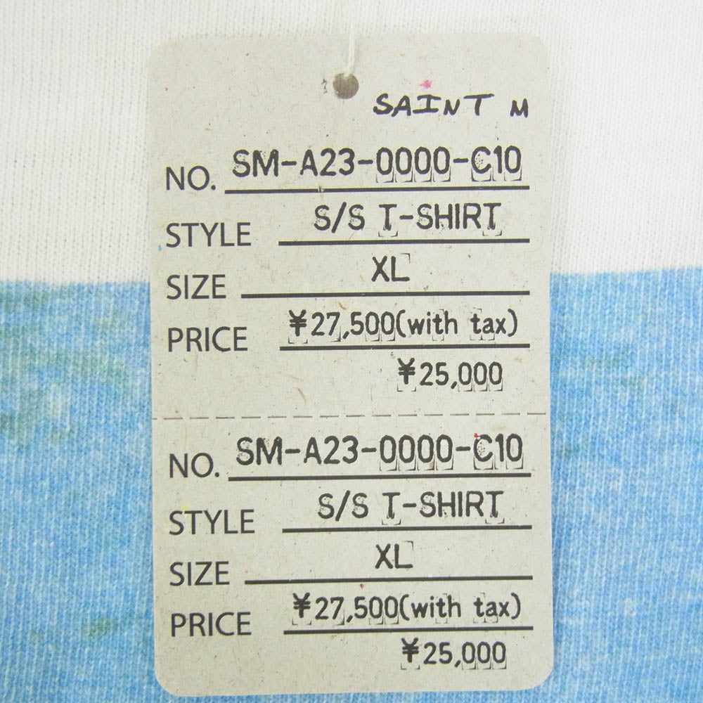 SAINT MICHAEL セントマイケル 23AW SM-A23-0000-C10 × FORSOMEONE フォーサムワン SS T-SHIRT クルーネック プリント 半袖 Tシャツ ホワイト系 XL【美品】【中古】