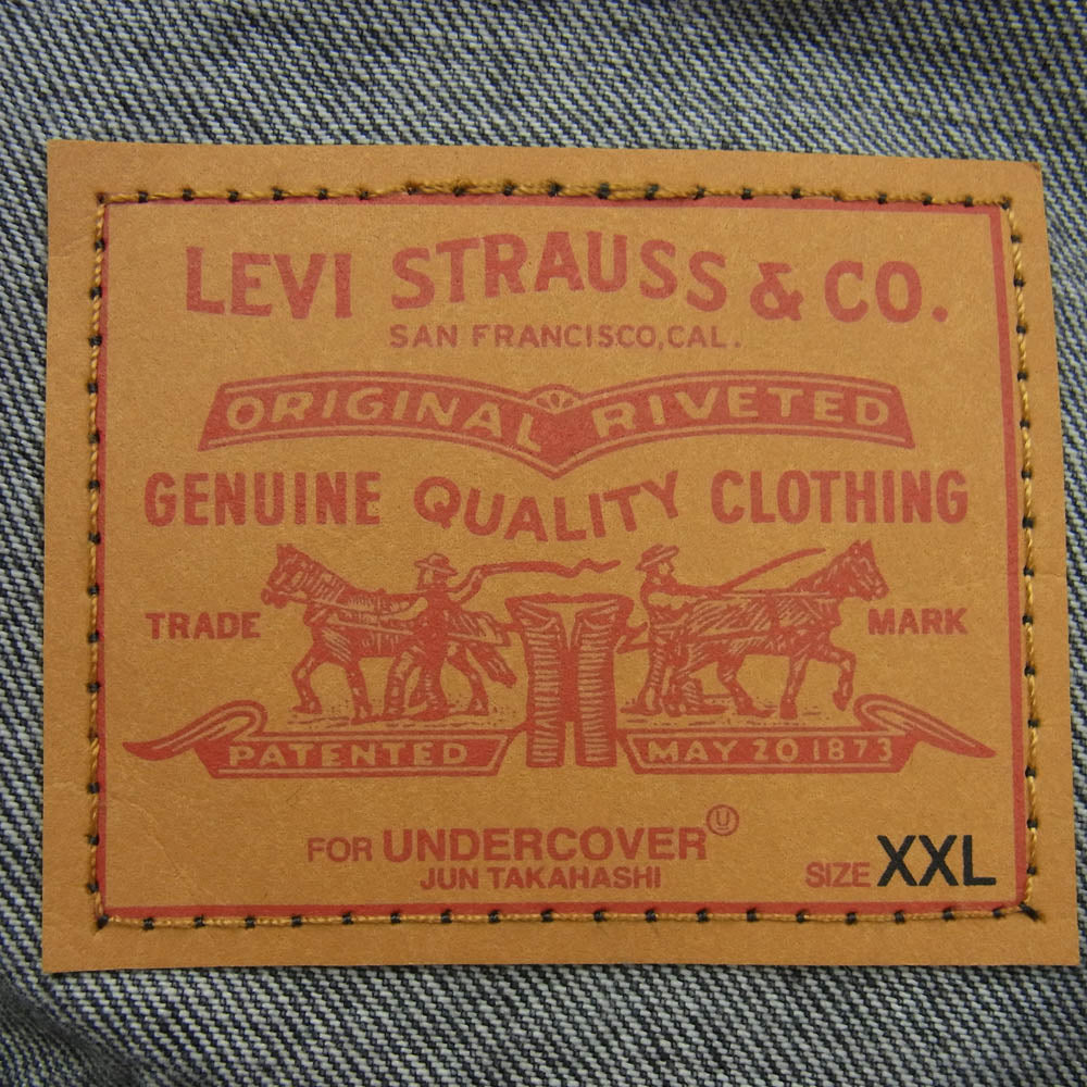 UNDERCOVER アンダーカバー 25SS 001YX0000 × Levis リーバイス TYPE I ダブルネーム GIZA刺繍 トラッカー ジャケット グレー系 XXL【美品】【中古】