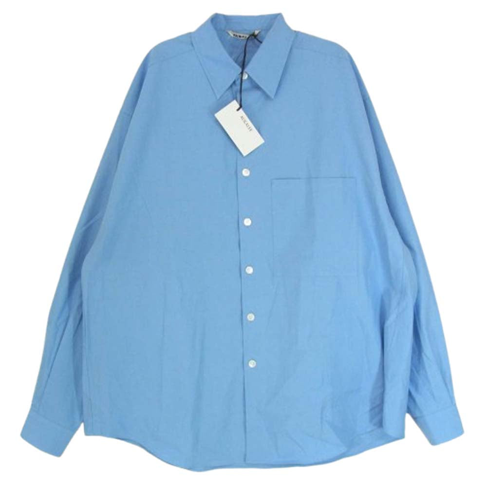 AURALEE オーラリー 25SS A25SS02TN WASHED FINX TWILL BIG SHIRT ウォッシュド フィンクス コットンツイル ビッグ 長袖 シャツ ブルー系 4【極上美品】【中古】