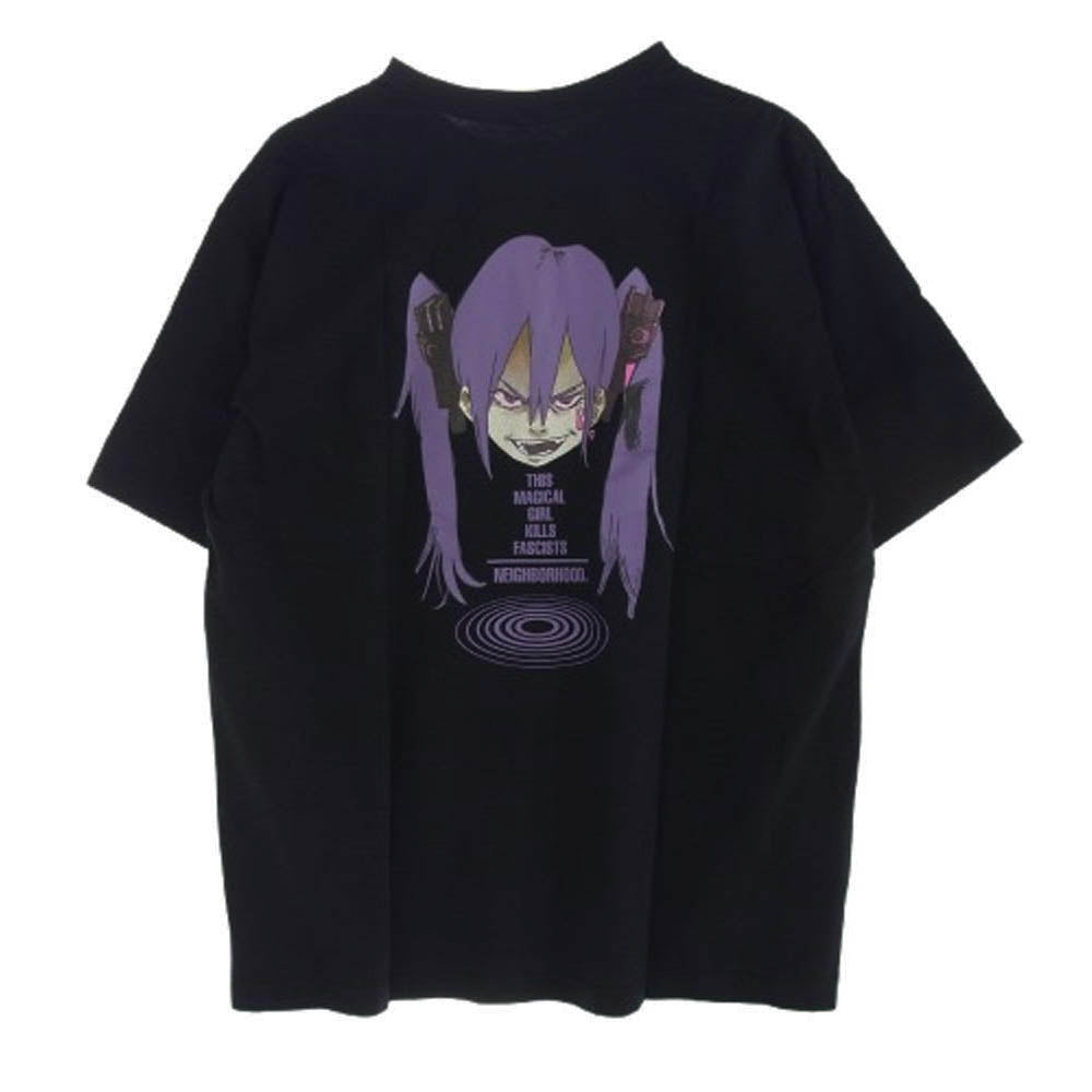NEIGHBORHOOD ネイバーフッド 23SS 231PCJIN-ST02S NH X JUN INAGAWA.TEE SS-2 ジュンイナガワ プリント 半袖 Tシャツ ブラック系 XL【新古品】【未使用】【中古】