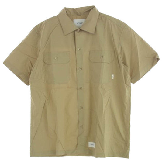 WTAPS ダブルタップス 21SS 211WVDT-SHM05 DECK SS SHIRT ミリタリー 半袖 シャツ ベージュ系 03【新古品】【未使用】【中古】