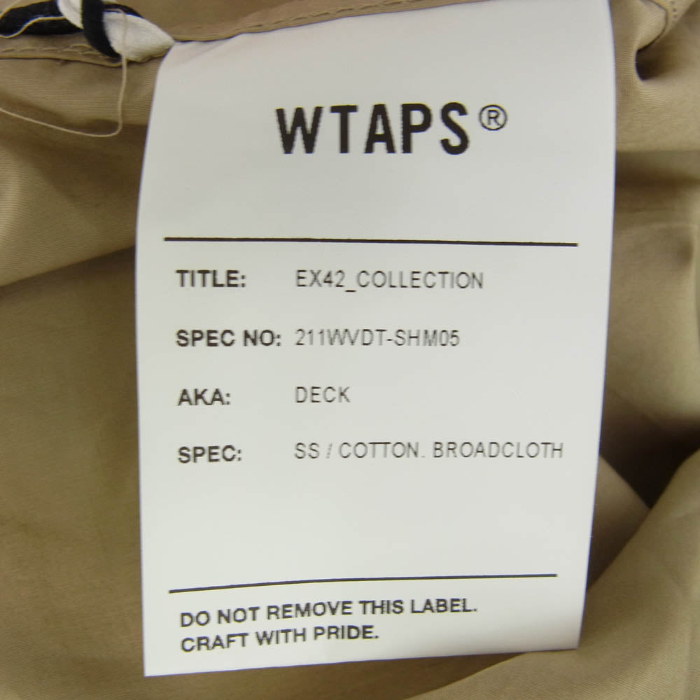 WTAPS ダブルタップス 21SS 211WVDT-SHM05 DECK SS SHIRT ミリタリー 半袖 シャツ ベージュ系 03【新古品】【未使用】【中古】