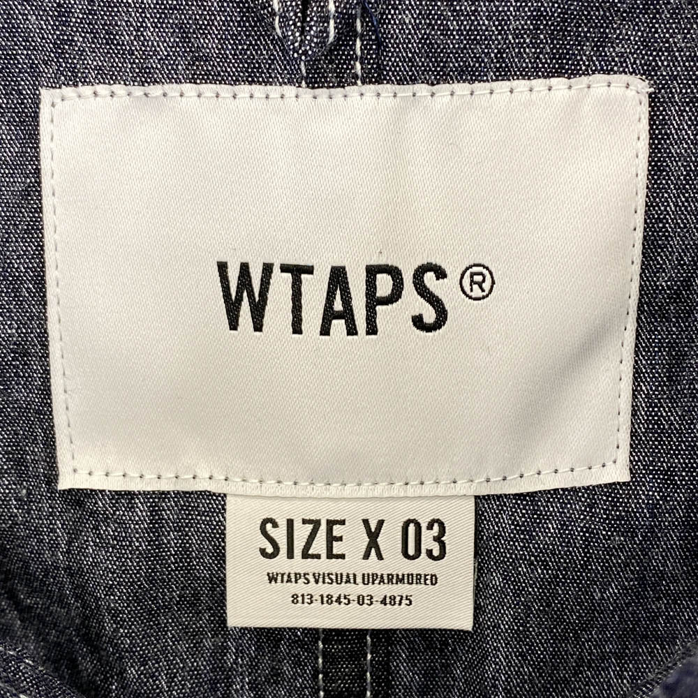 WTAPS ダブルタップス 21SS 211BRDT-SHM05 FALCONER LS DENIM バンドカラー フーデッド フーディ シャンブレー 長袖 シャツ インディゴブルー系 03【新古品】【未使用】【中古】