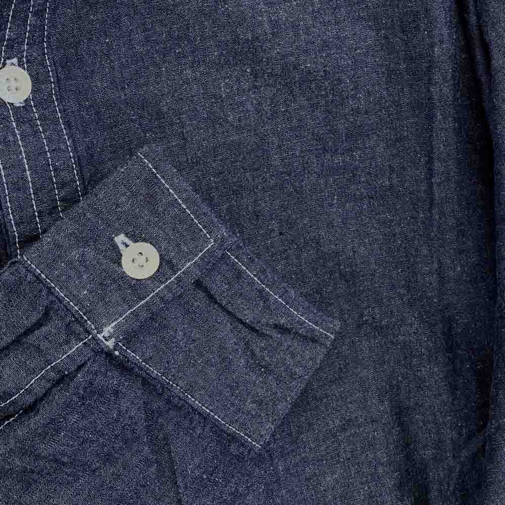 WTAPS ダブルタップス 21SS 211BRDT-SHM05 FALCONER LS DENIM バンドカラー フーデッド フーディ シャンブレー 長袖 シャツ インディゴブルー系 03【新古品】【未使用】【中古】