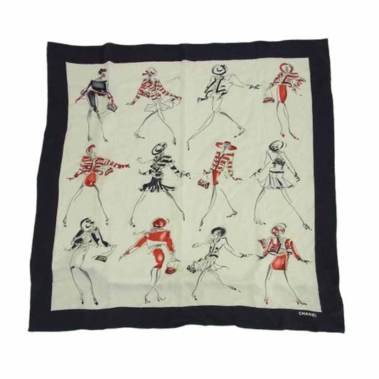 CHANEL シャネル マドモアゼル 大判 シルク スカーフ マルチカラー系【中古】