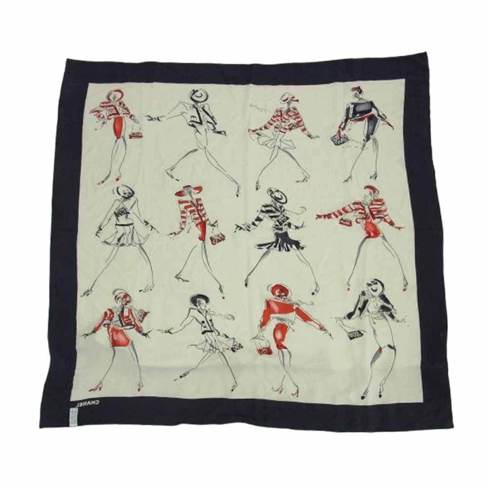 CHANEL シャネル マドモアゼル 大判 シルク スカーフ マルチカラー系【中古】