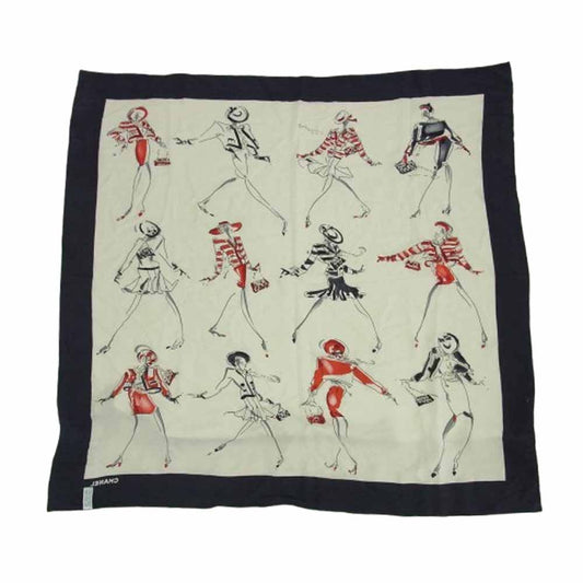 CHANEL シャネル マドモアゼル 大判 シルク スカーフ マルチカラー系【中古】