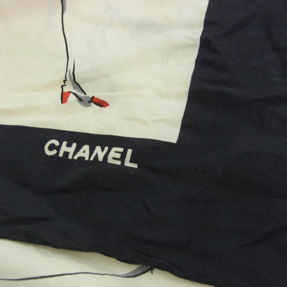 CHANEL シャネル マドモアゼル 大判 シルク スカーフ マルチカラー系【中古】