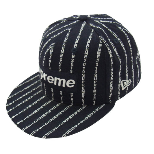 Supreme シュプリーム 19SS × NEW ERA ニューエラ Text Stripe New Era Cap テキストストライプ ベースボールキャップ ダークネイビー系【中古】