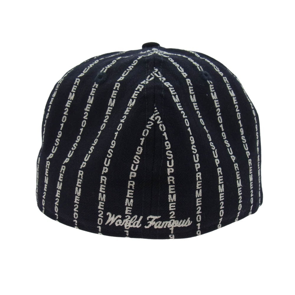Supreme シュプリーム 19SS × NEW ERA ニューエラ Text Stripe New Era Cap テキストストライプ ベースボールキャップ ダークネイビー系【中古】