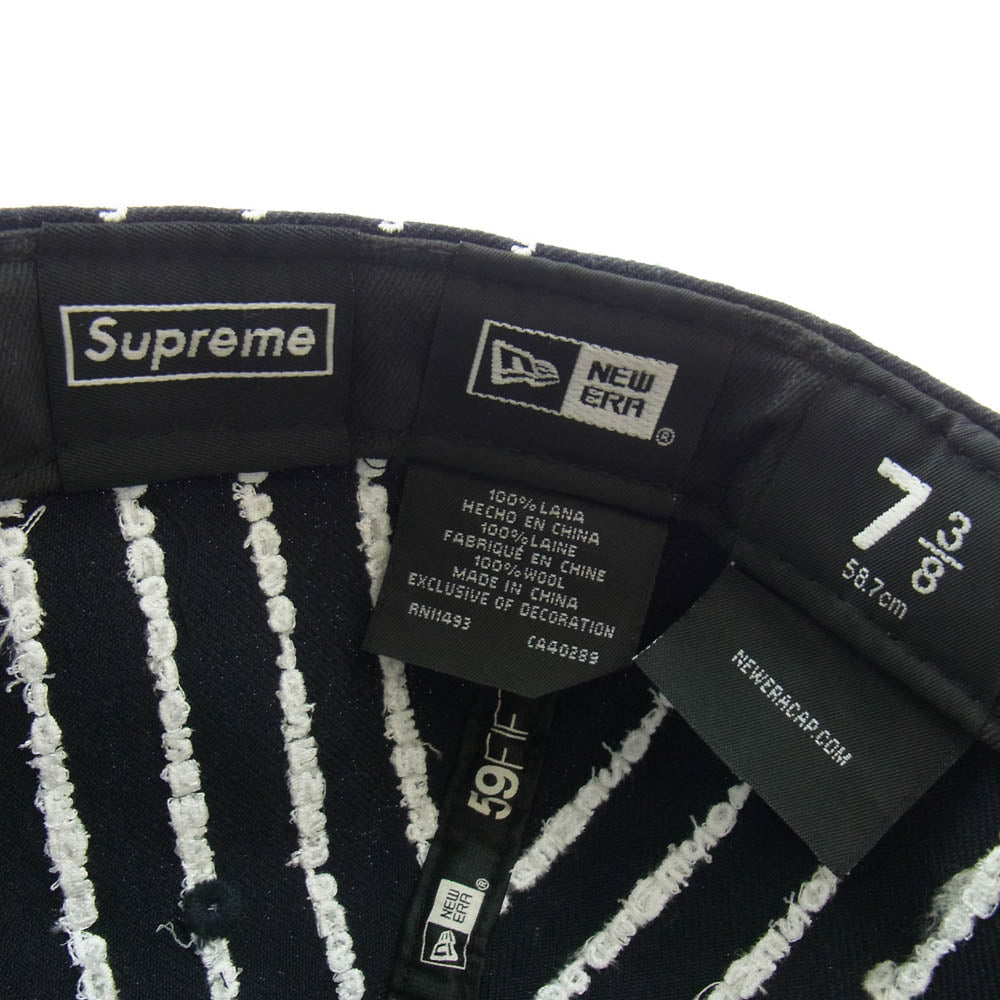Supreme シュプリーム 19SS × NEW ERA ニューエラ Text Stripe New Era Cap テキストストライプ ベースボールキャップ ダークネイビー系【中古】