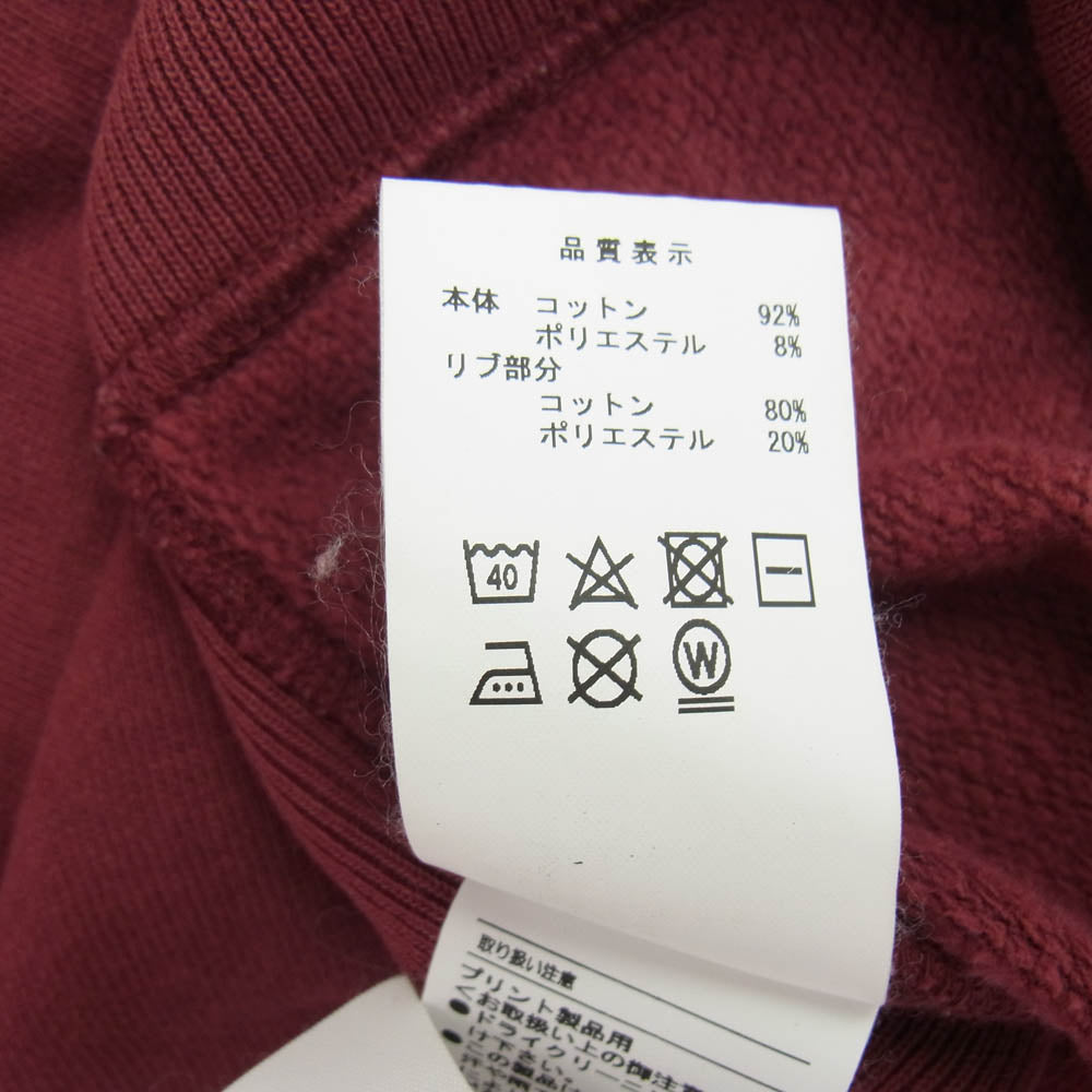 DESCENDANT ディセンダント × RON HERMAN ロンハーマン 19AW カレッジロゴ トレーナー スウェット エンジ系 2【中古】