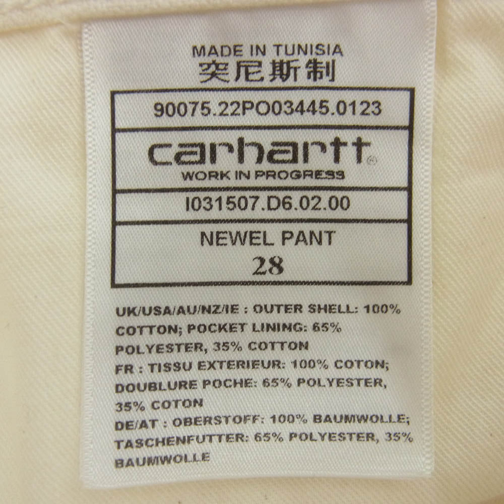 Carhartt カーハート I031507 トラウザーズ ニューエル ホワイト デニム パンツ オフホワイト系【美品】【中古】