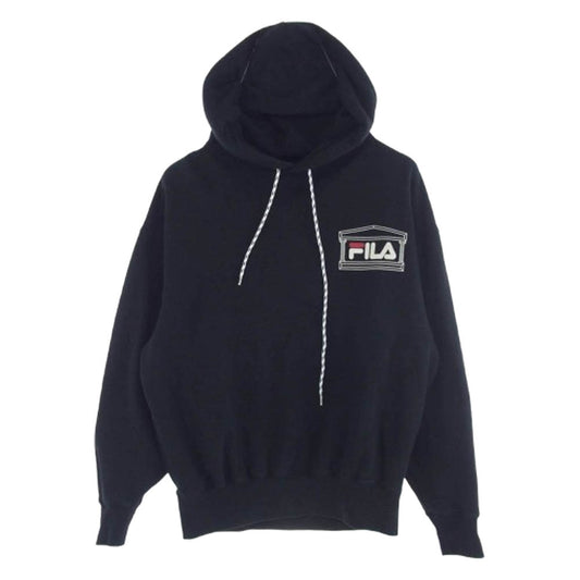 アリーズ FILA フィラ hoodie ロゴ プルオーバー パーカー ブラック系 S【中古】