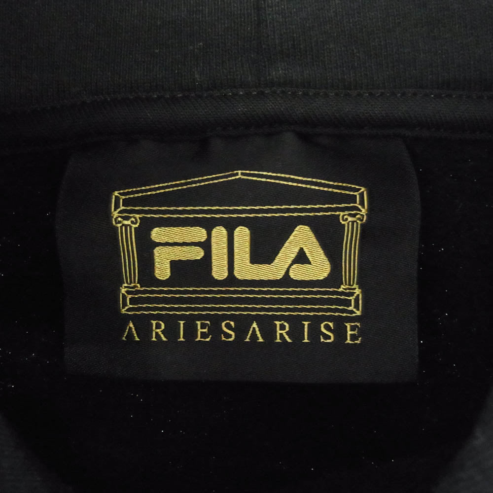 アリーズ FILA フィラ hoodie ロゴ プルオーバー パーカー ブラック系 S【中古】