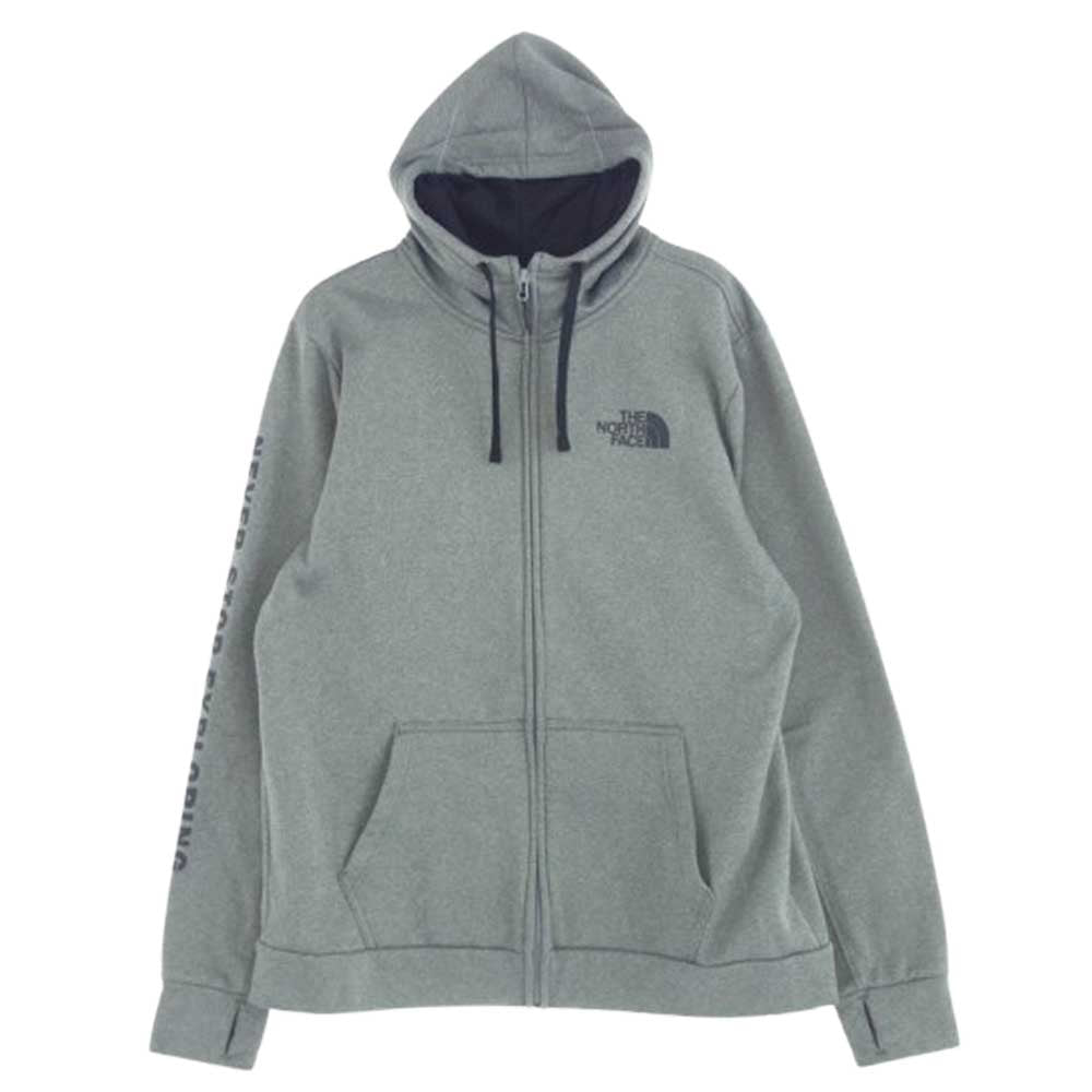 THE NORTH FACE ノースフェイス 裏起毛 ロゴ ジップ パーカー グレー系 XL【中古】