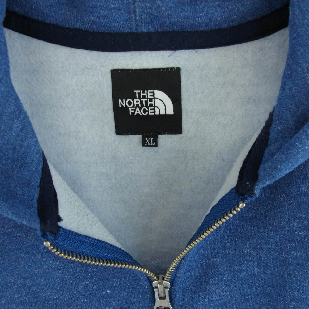 THE NORTH FACE ノースフェイス NT61836 裏起毛 スクエアロゴ フルジップ パーカー ブルー系 XL【中古】