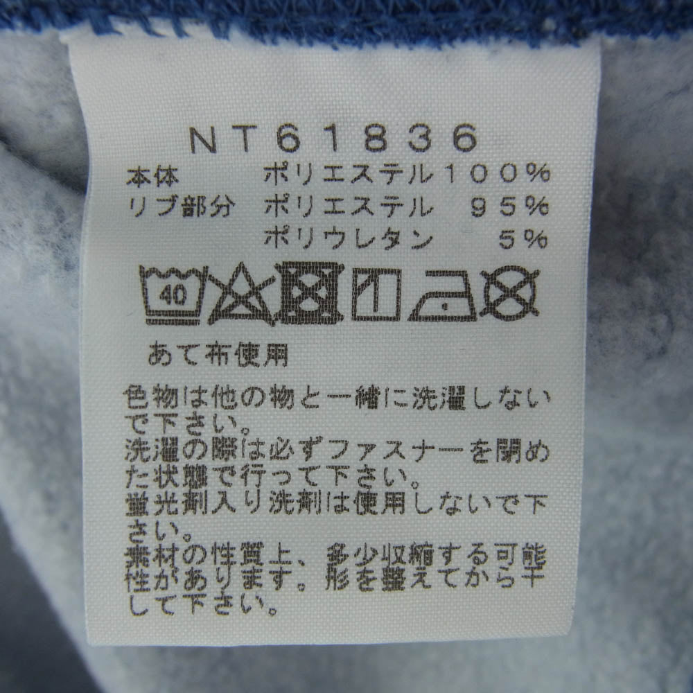 THE NORTH FACE ノースフェイス NT61836 裏起毛 スクエアロゴ フルジップ パーカー ブルー系 XL【中古】
