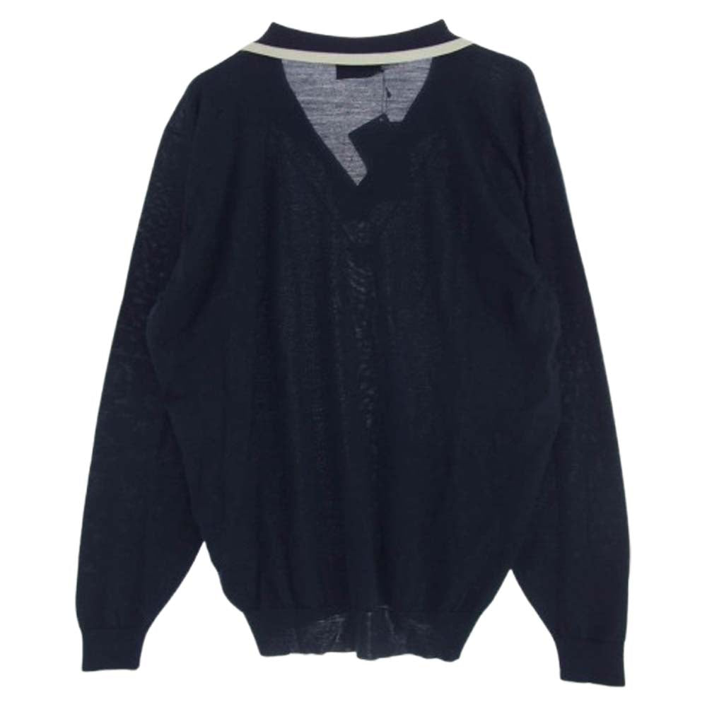 JOHN SMEDLEY ジョンスメドレー TOMORROWLAND 別注 ウール スキッパー ネック ニット ダークネイビー系 M【中古】