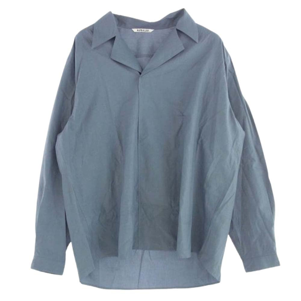 AURALEE オーラリー 22SS A22SS04TN WASHED FINX TWILL P／O SHIRTS ウォッシュド フィンクス ツイル コットン 長袖 シャツ グレー系 4【中古】