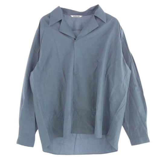 AURALEE オーラリー 22SS A22SS04TN WASHED FINX TWILL P／O SHIRTS ウォッシュド フィンクス ツイル コットン 長袖 シャツ グレー系 4【中古】