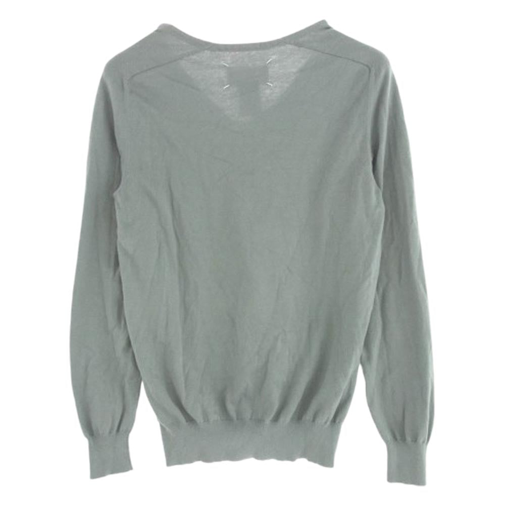 MAISON MARTIN MARGIELA メゾンマルタンマルジェラ 12SS S50HA0323 イタリア製 10ライン 4つタグ Vネック パネル切替 ニット コットン ニット セーター グレー系 S【中古】