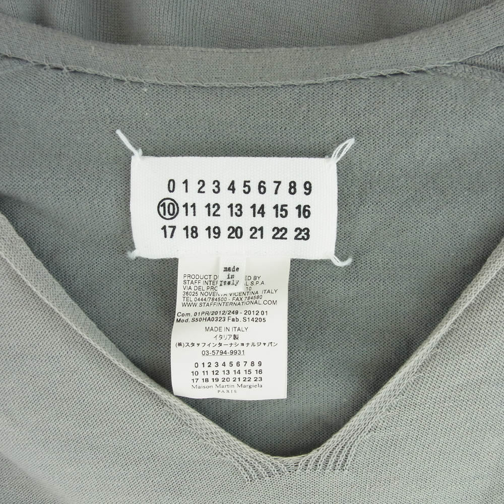 MAISON MARTIN MARGIELA メゾンマルタンマルジェラ 12SS S50HA0323 イタリア製 10ライン 4つタグ Vネック パネル切替 ニット コットン ニット セーター グレー系 S【中古】