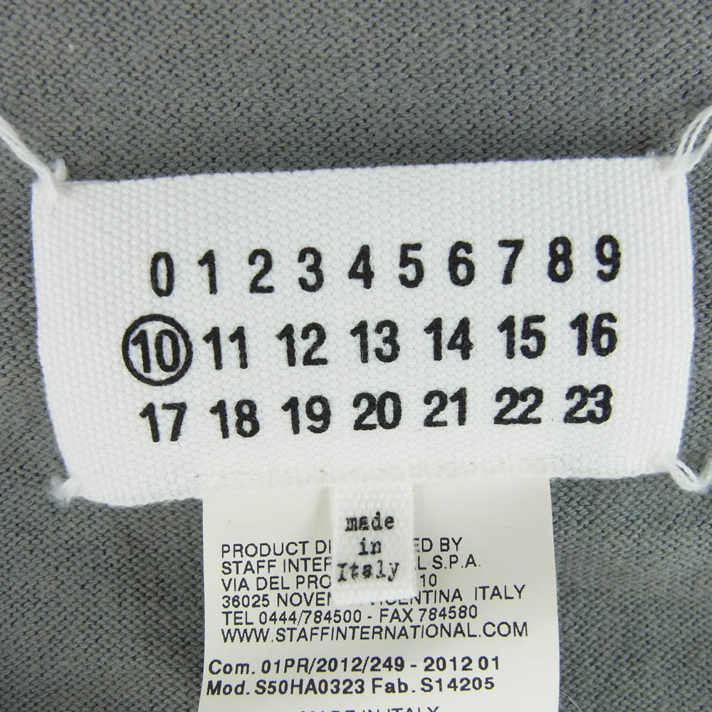 MAISON MARTIN MARGIELA メゾンマルタンマルジェラ 12SS S50HA0323 イタリア製 10ライン 4つタグ Vネック パネル切替 ニット コットン ニット セーター グレー系 S【中古】